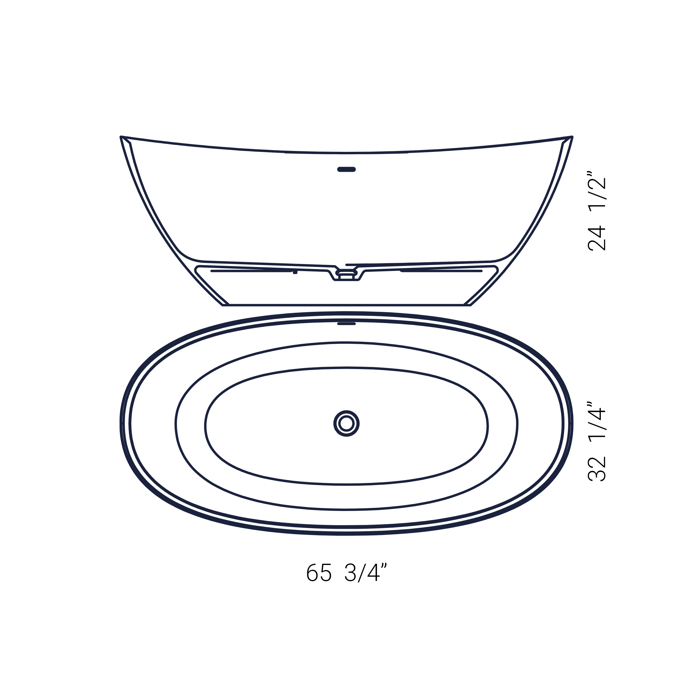 64" x 32" COLLINS FREESTANDING OVAL BATHTUB