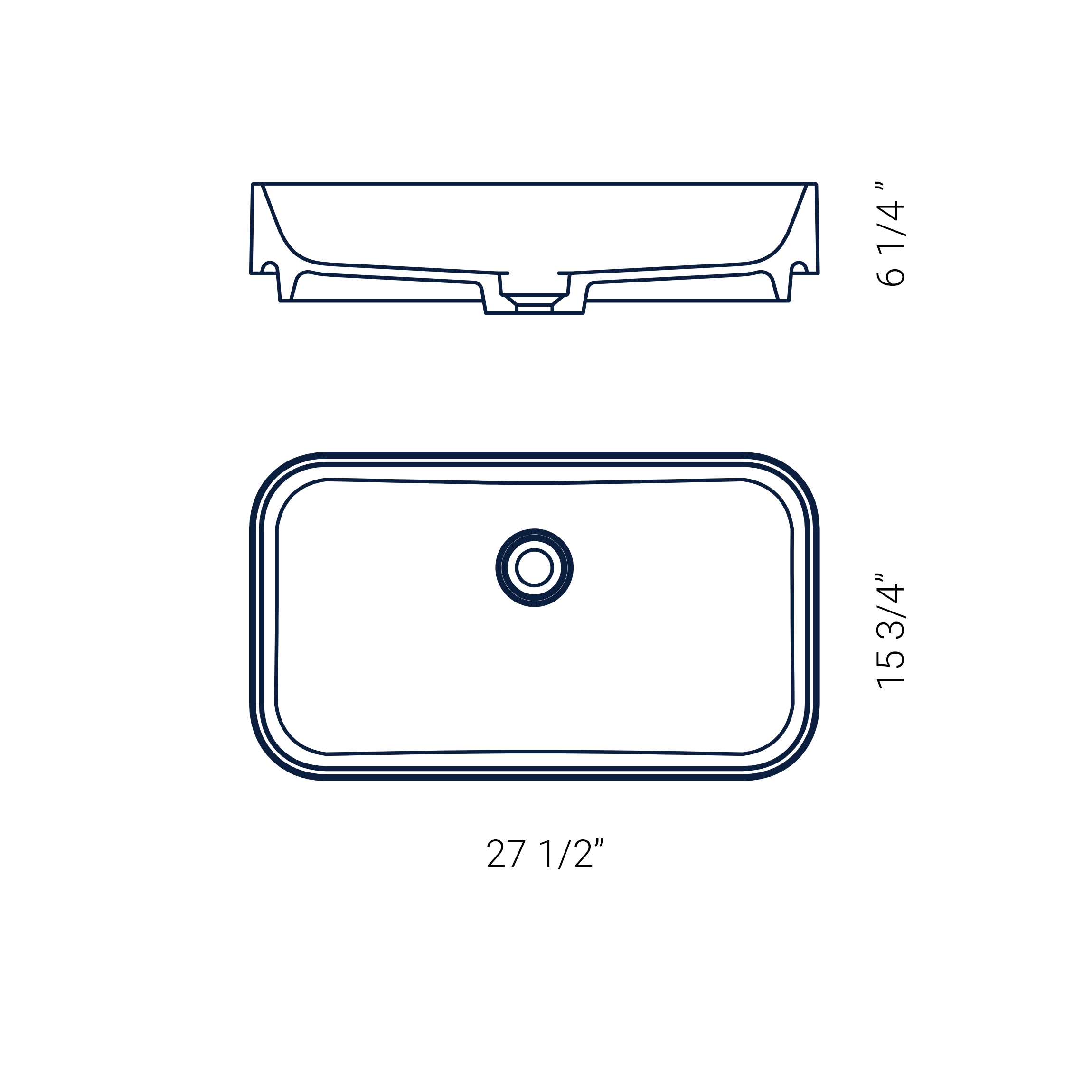 27"x 15" DC RECTANGULAR COUNTER-TOP SINK