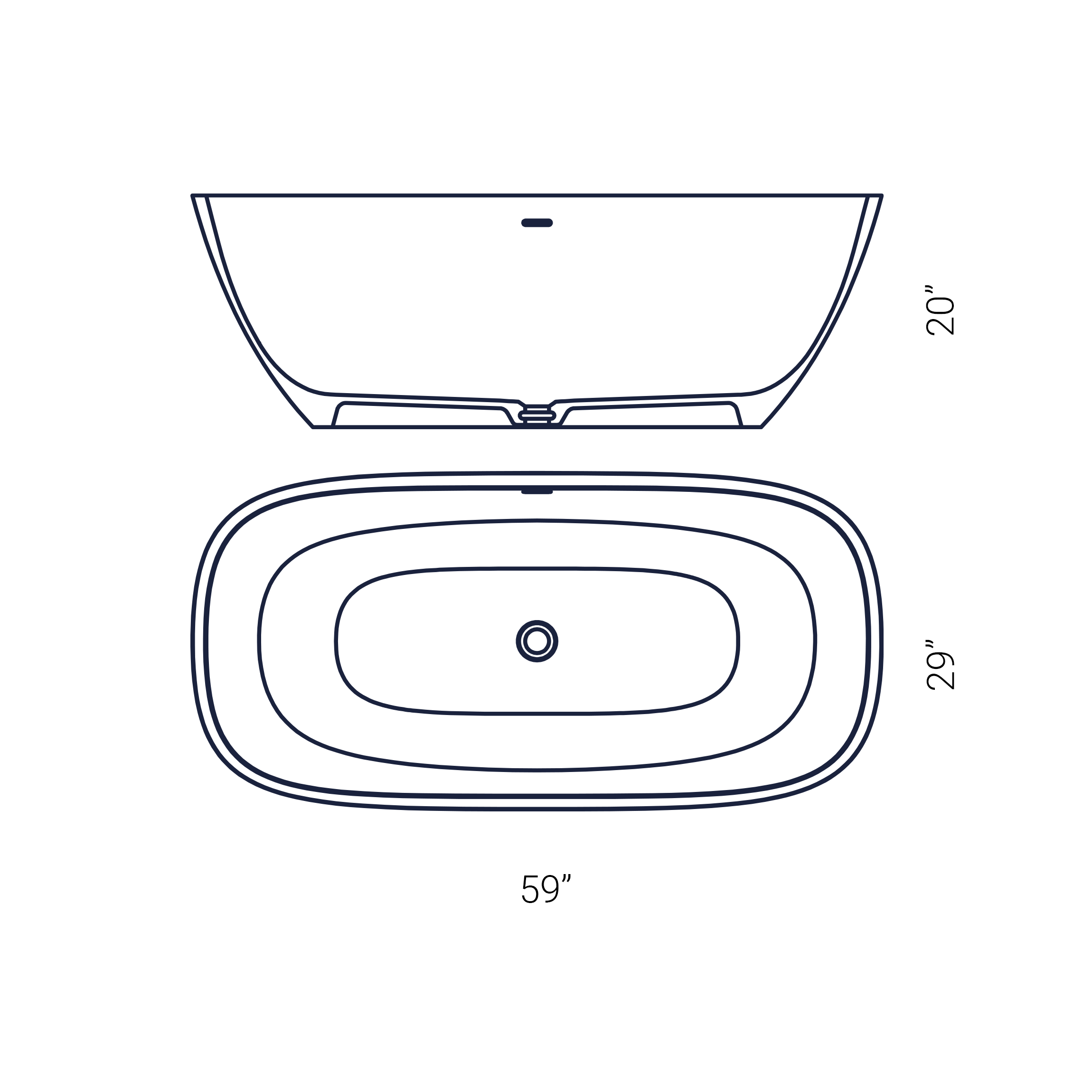 59" x 29" LAKE FREESTANDING RECTANGULAR BATHTUB