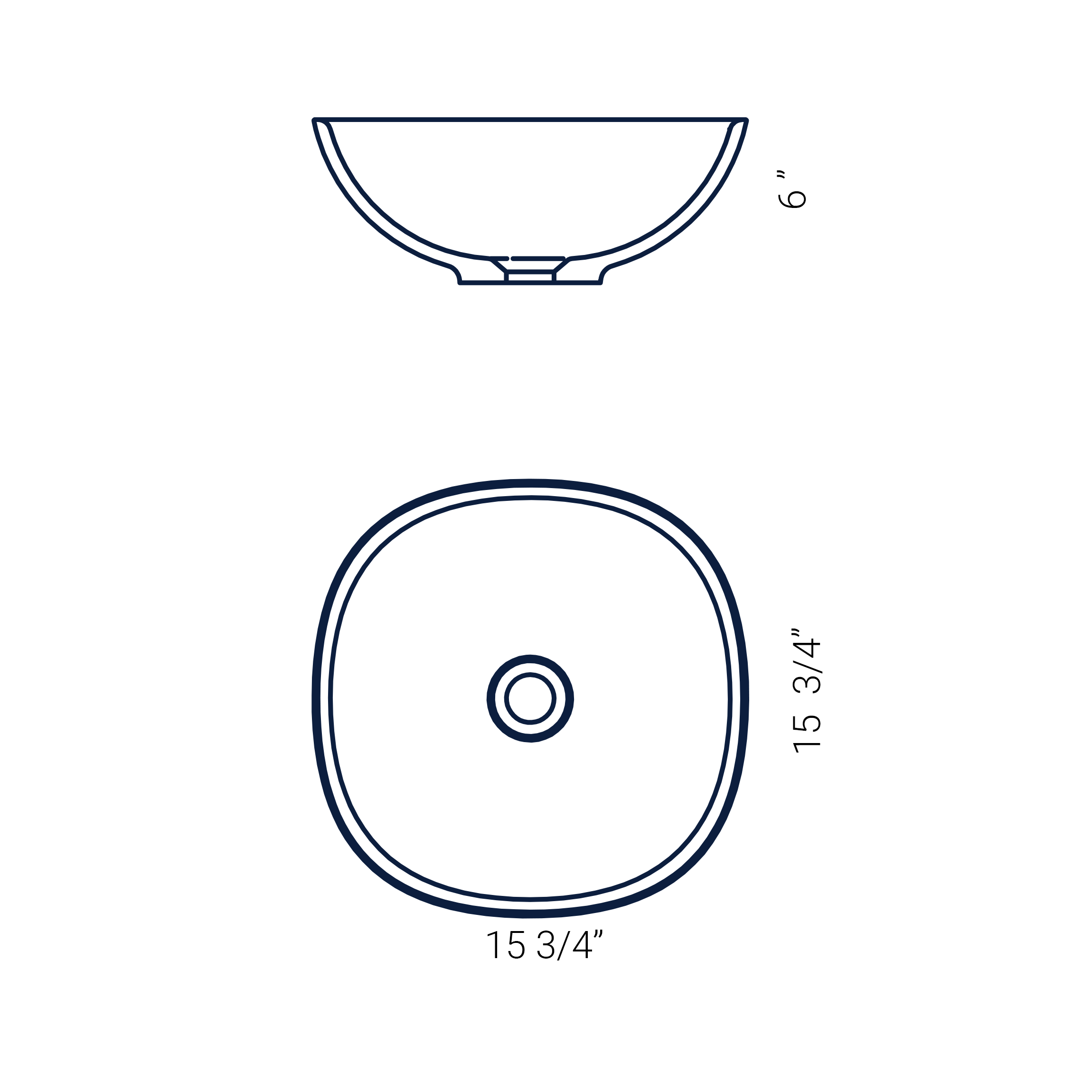 15"x 15" MILES SQUARE COUNTER-TOP SINK
