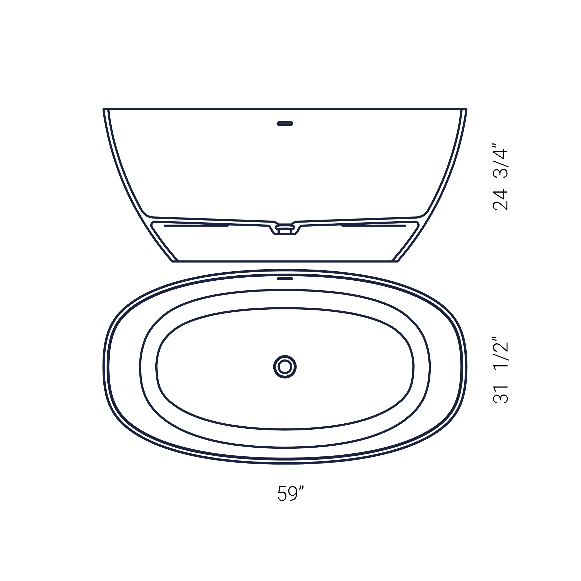 59" x 31.5" STARR FREESTANDING OVAL BATHTUB