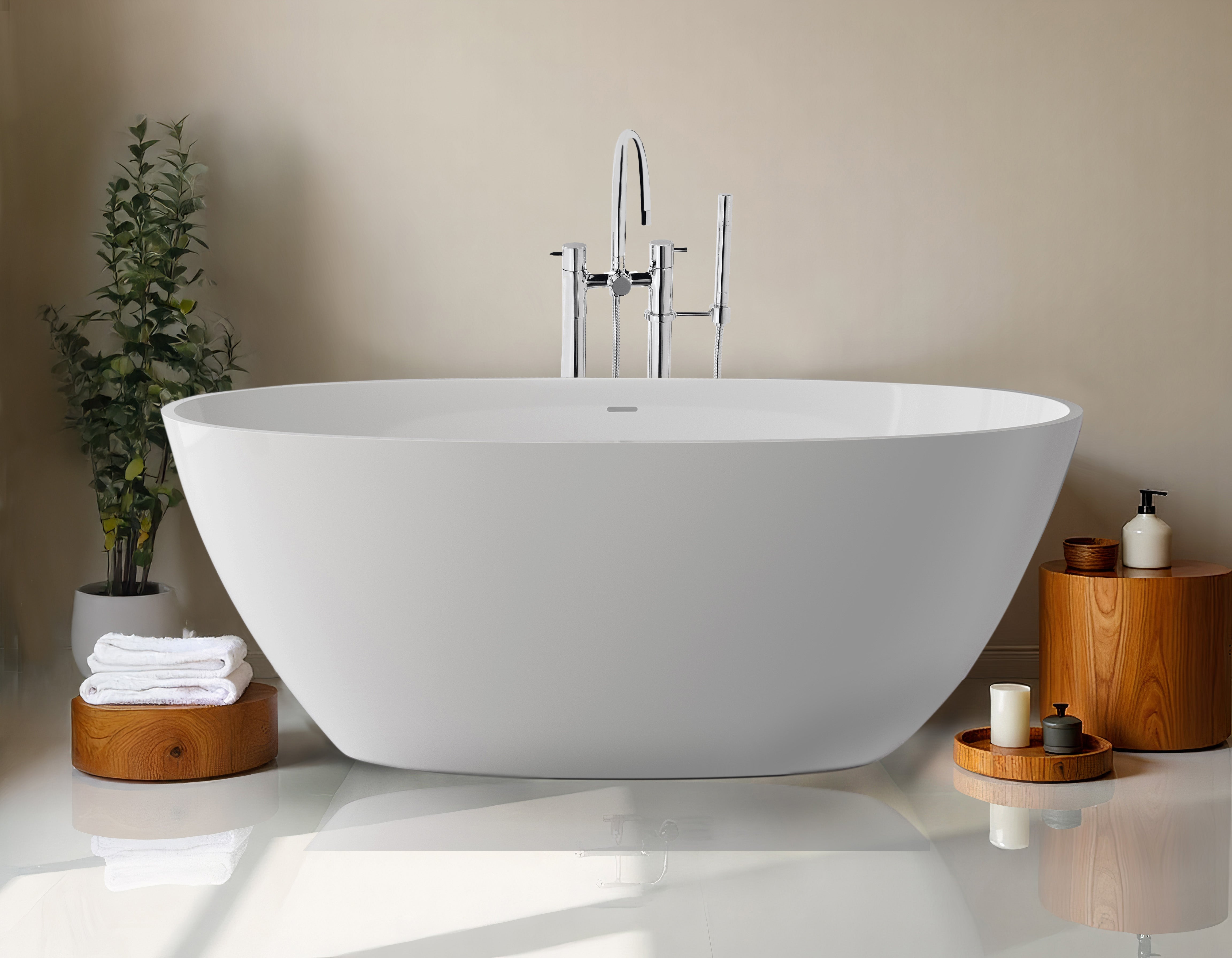 66" x 32" ZAPPA FREESTANDING OVAL BATHTUB