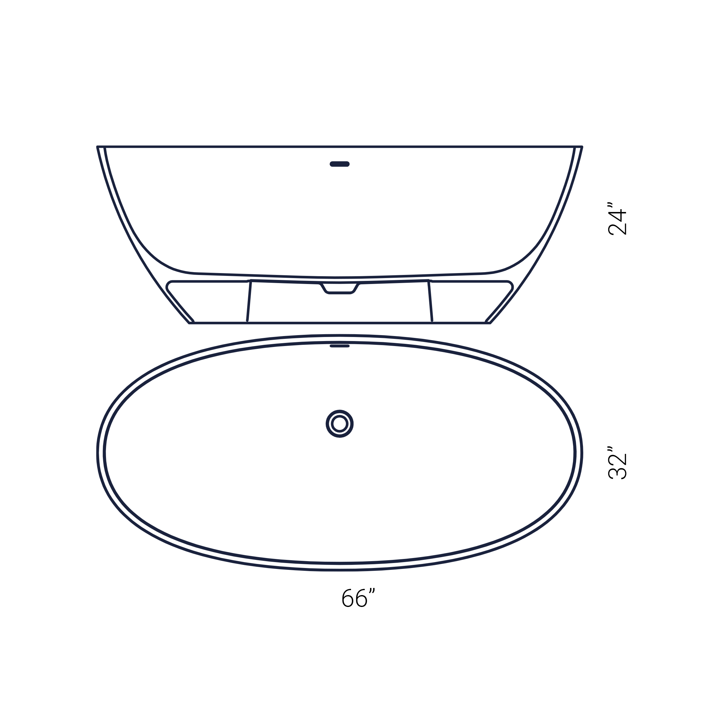 66" x 32" ZAPPA FREESTANDING OVAL BATHTUB
